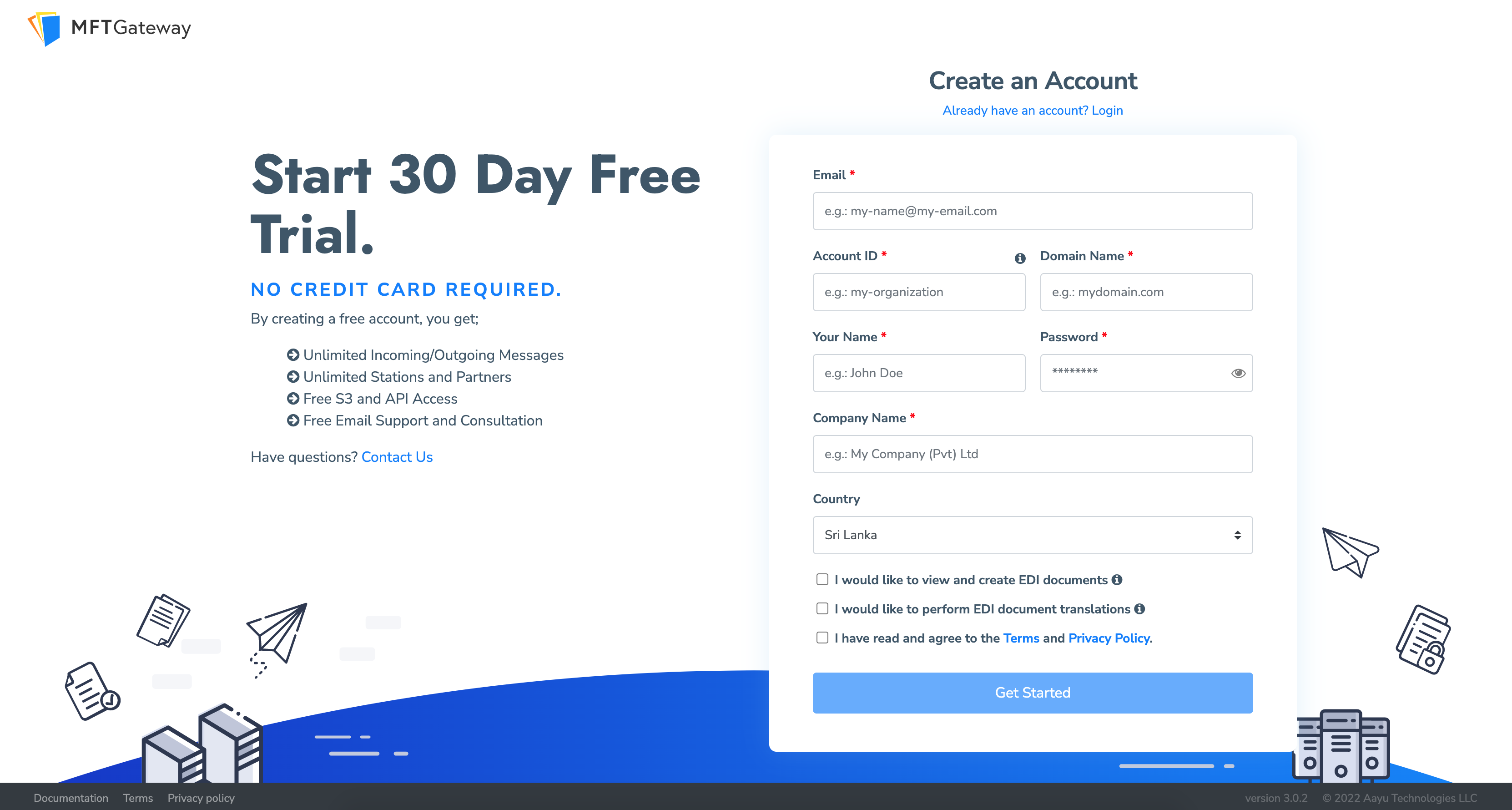 screenshot of MFT Gateway